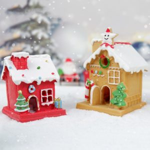 Zokova Christmas House Luminous Resin Decorations DIY Micro Decoration Ornaments