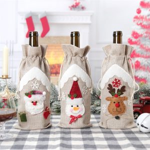 Zokova Christmas Decoration Supplies Linen Bottle Cover