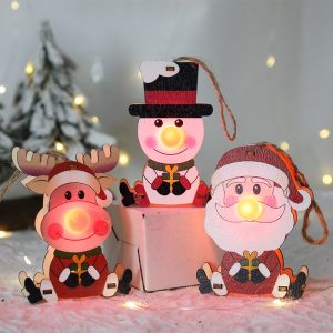 Zokova Christmas Decoration Luminous Ornaments Wooden